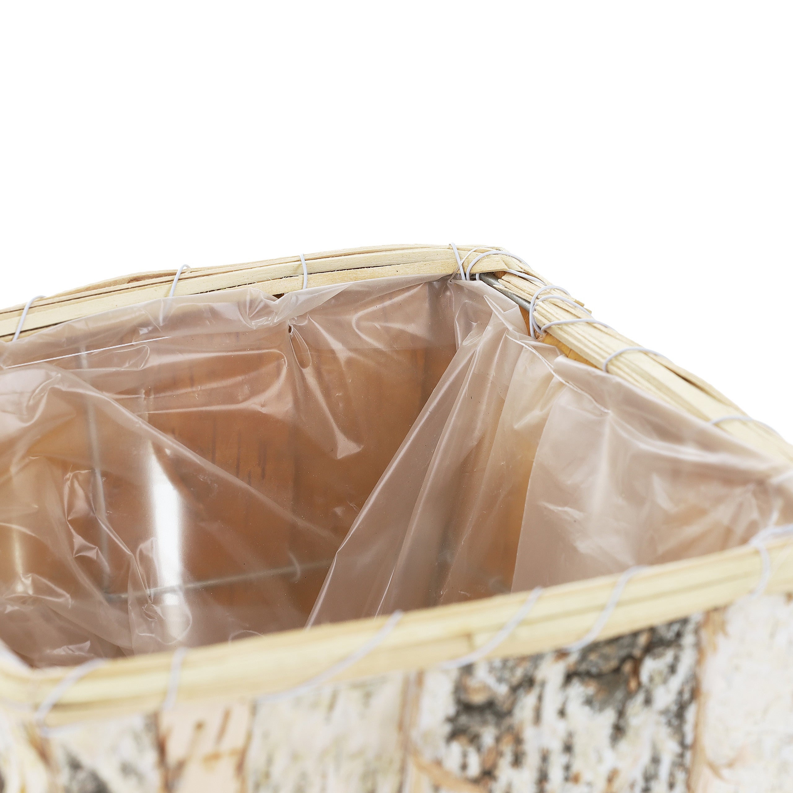 Vasi per Fiori, 4 Diverse Misure, Fioriere Quadrate con Corteccia di Betulla e Rivestimento, Bianco Naturale, Relaxdays - 7