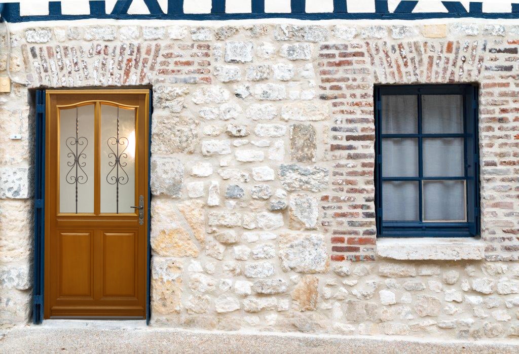 Porte D'Entrée Bois Vitrée, Sandy, H,215Xl,90 P,Gauche Cote Tableau