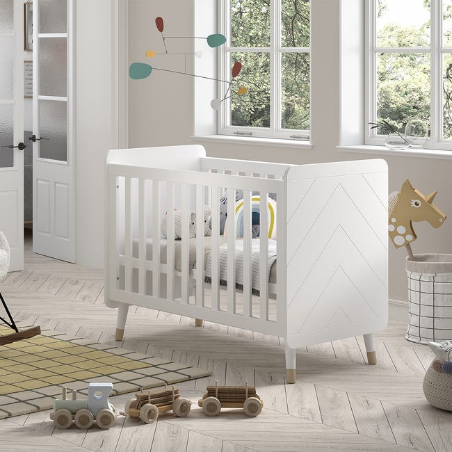 Lettino Baby Tany White 120x60cm - In Legno Di Pino Con Rete Regolabile 3 Livelli - Foto 3