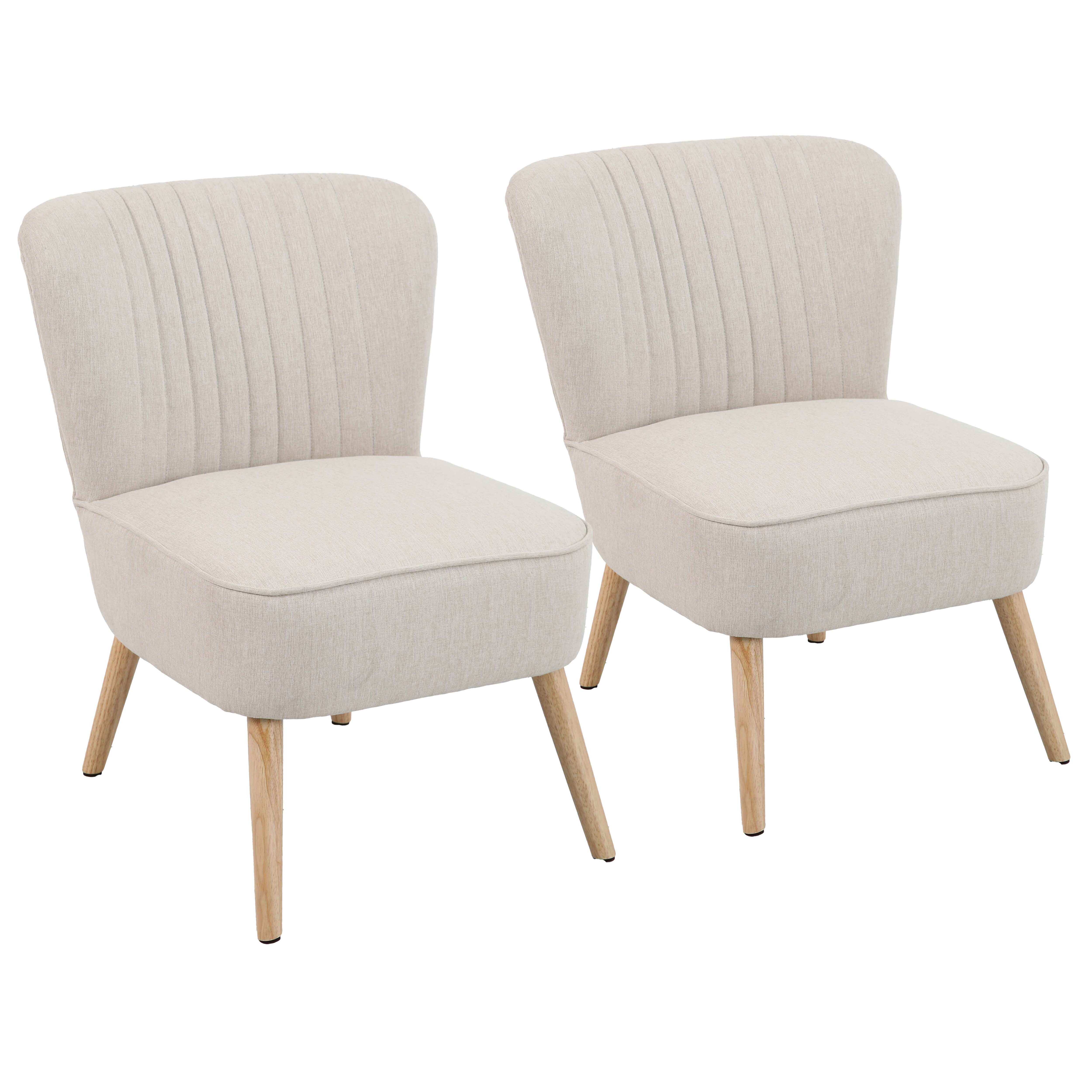 Lot de 2 fauteuils style crapaud en tissu beige - 2