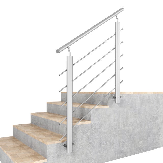 AICA Ringhiera in Kit Alluminio, Corrimano per Scala, Lunghezza 100 cm Argento Opaco Fissaggio a Parete Interno Esterno