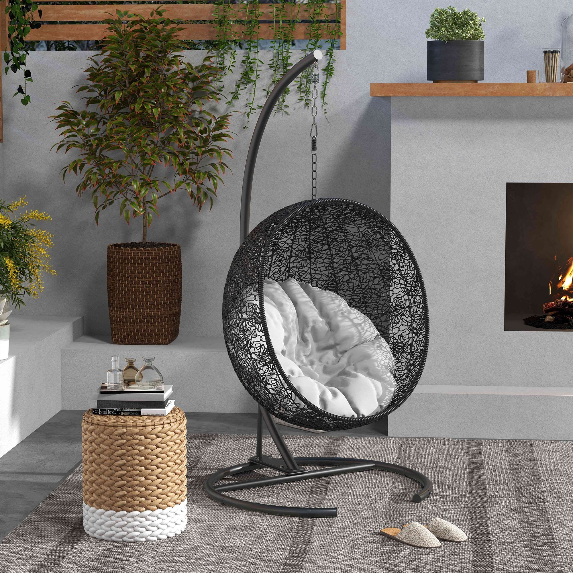 Suporte para Cadeira Suspensa Outsunny Aço Preto Ø102x195 cm - 2
