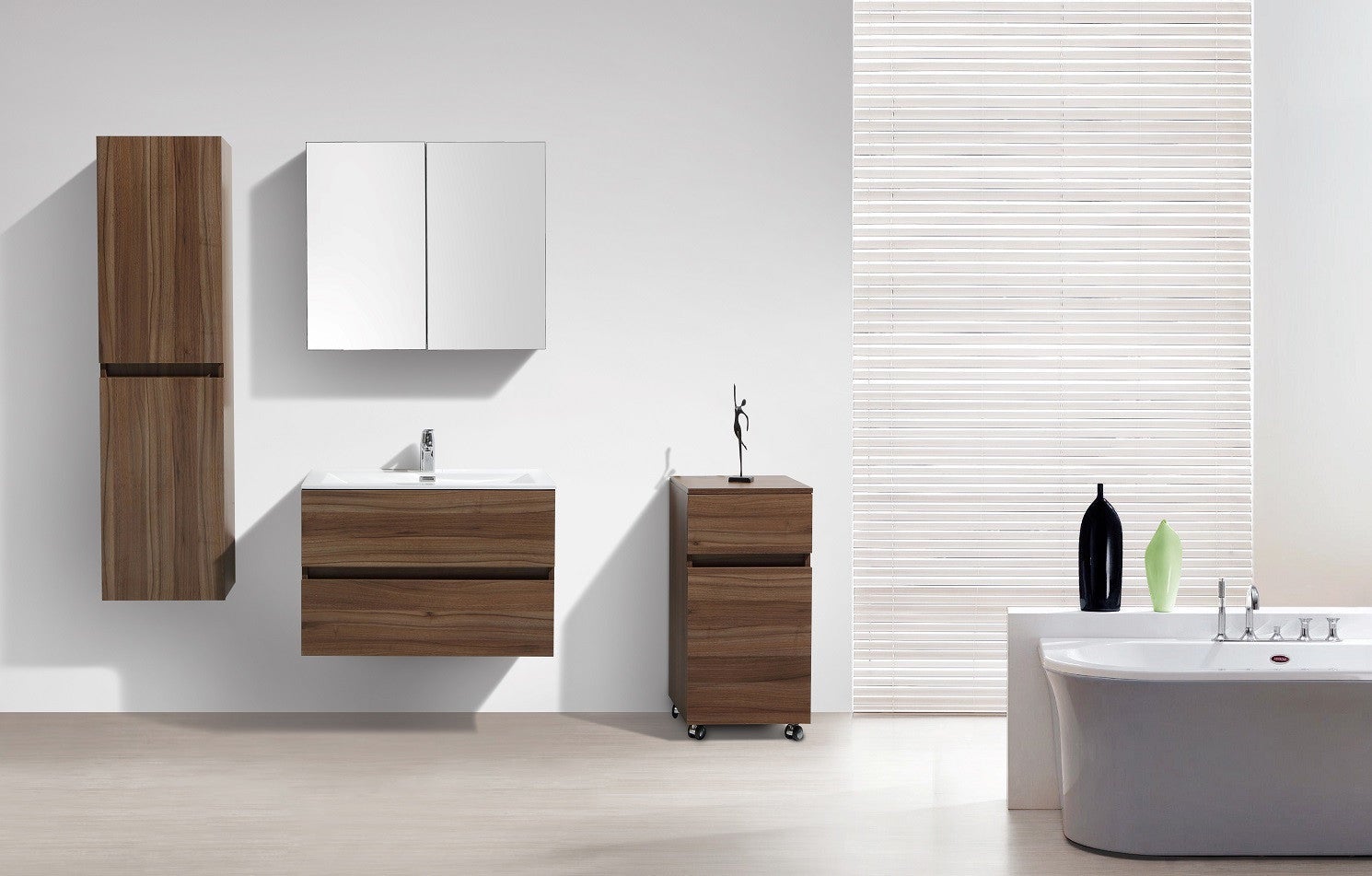 Meuble salle de bain design simple vasque SIENA largeur 80 cm noyer - 7