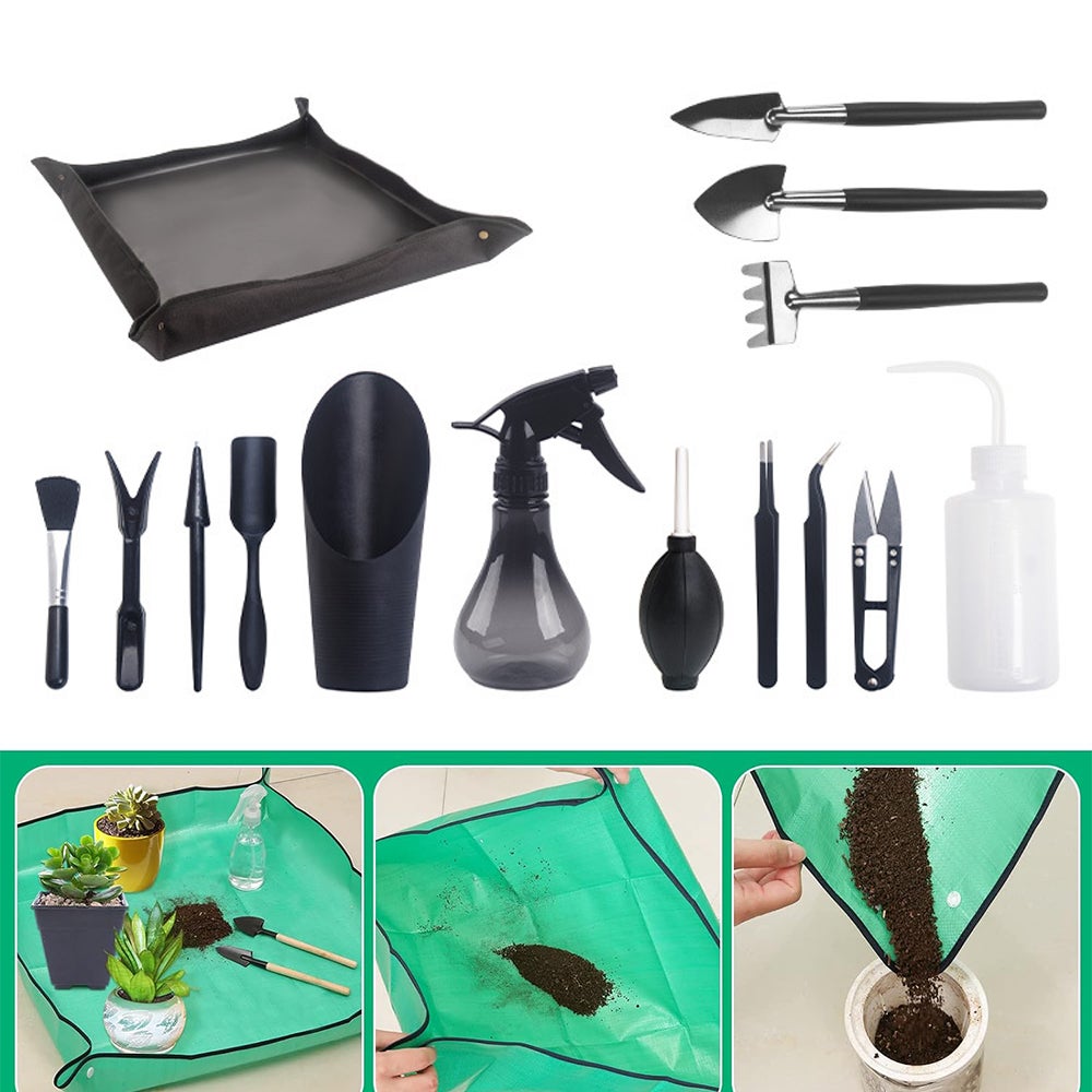 Tappetino Per Rinvaso Piante Impermeabile Pieghevole Con Attrezzi - Set Giardinaggio Per Piante Succulente E Indoor - Foto 11