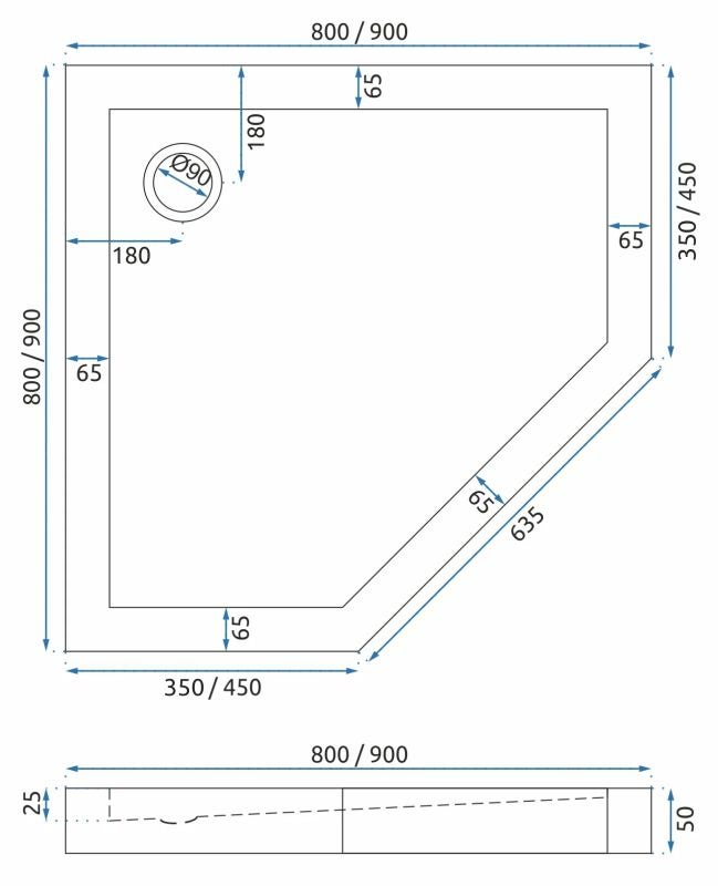 RECEVEUR DE DOUCHE REA DIAMOND 90X90X5CM WHITE - 10
