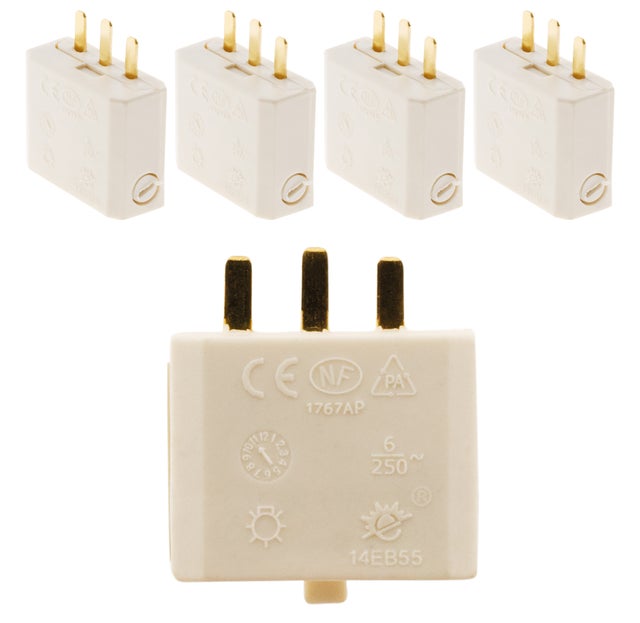Lot de 5 fiches DCL 2P+T boîte applique + point de centre - Blanc - Zenitech