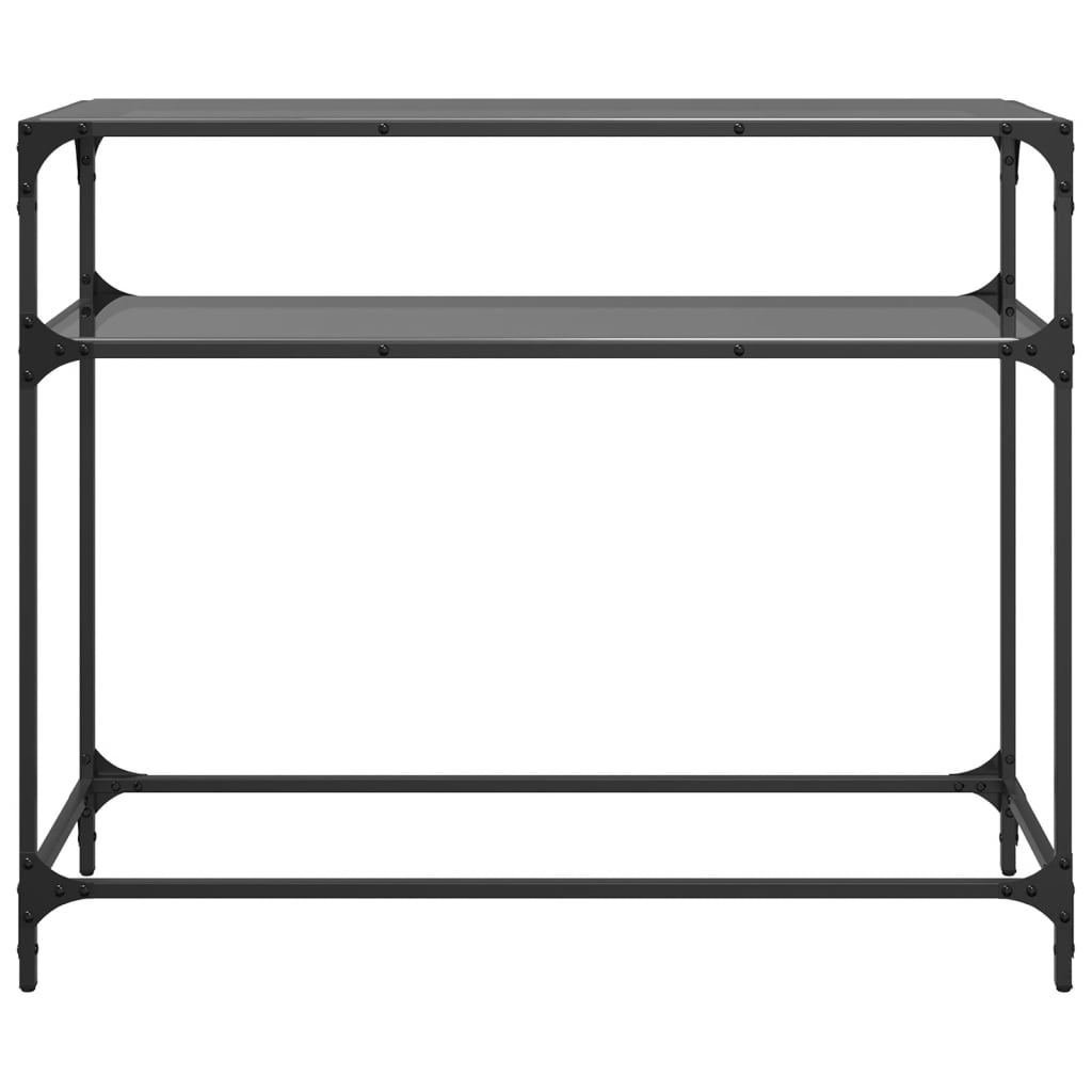 Table console avec plateau en verre noir acier 98x35x81 cm - COMFORTXL - 4