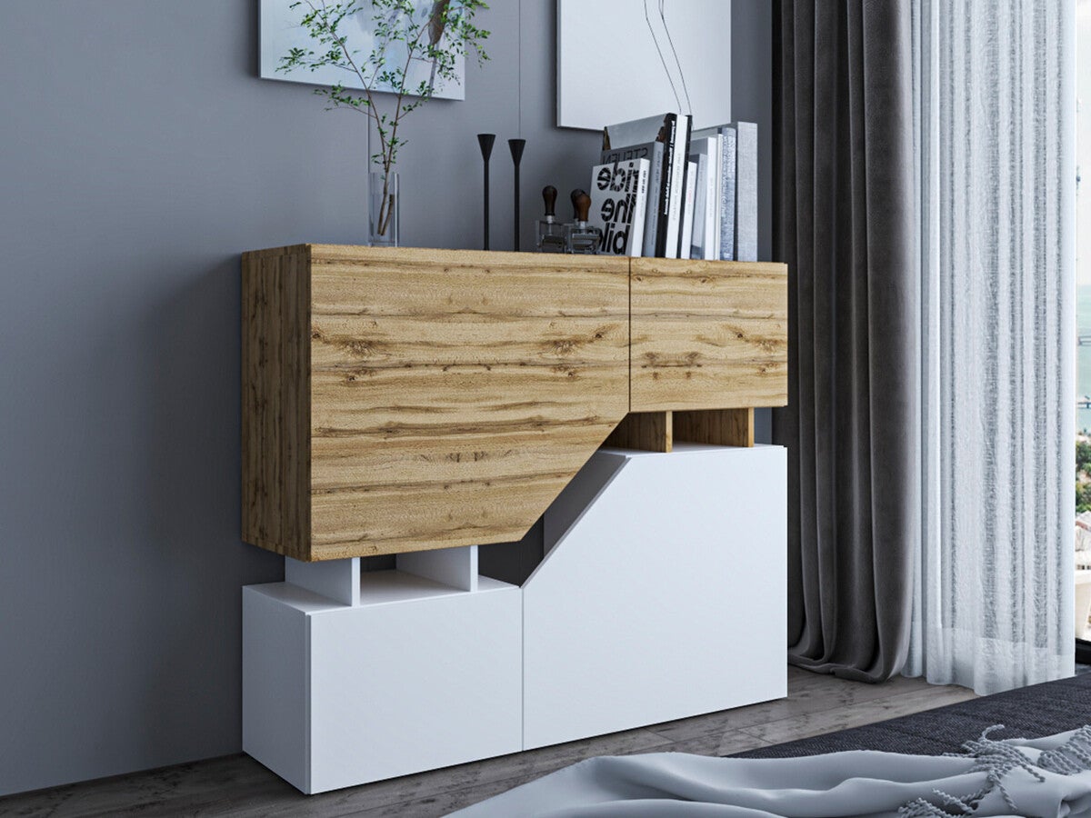 Commode Nesezi avec 4 portes Blanc - 6