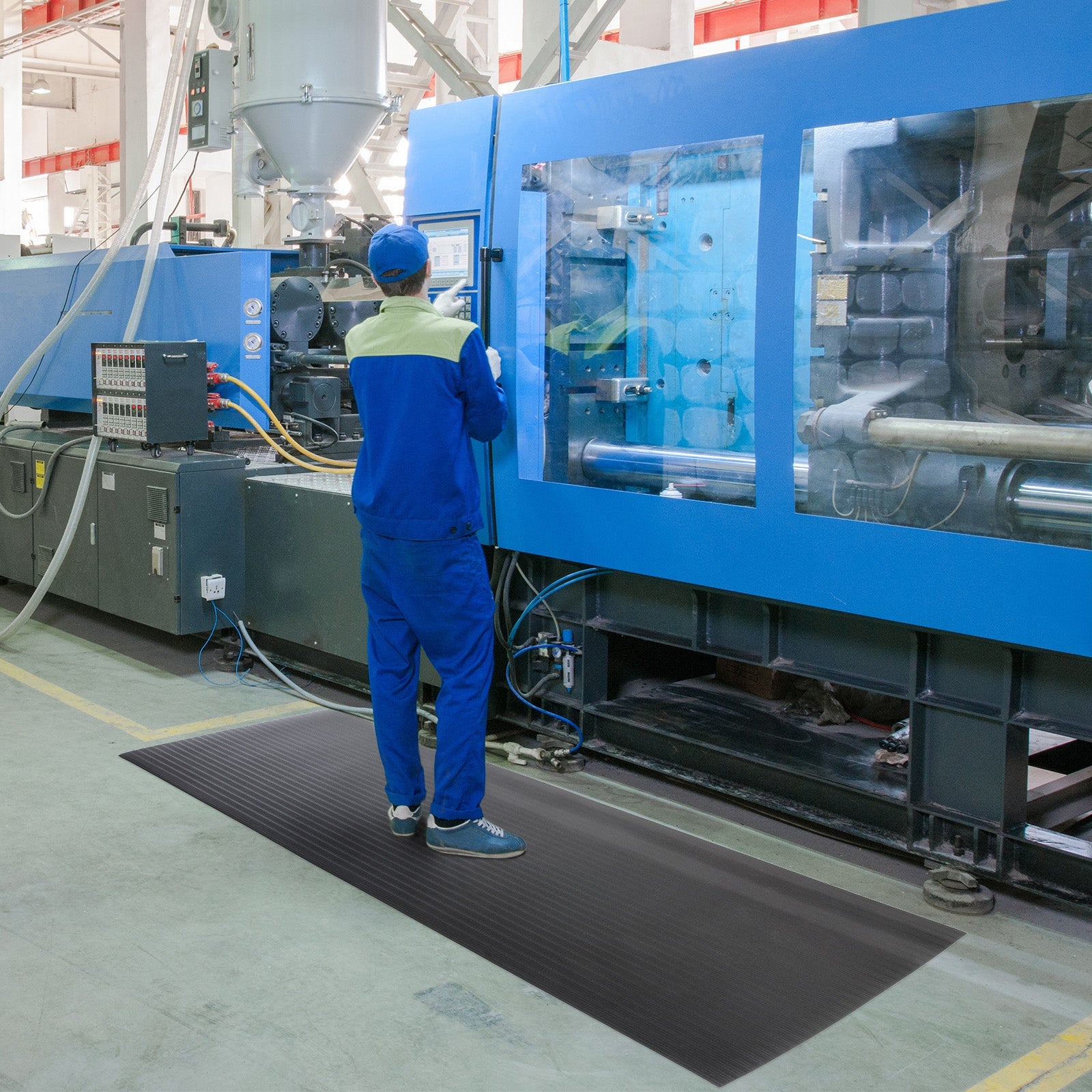 Tapis ergonomique et comfortable Softer-Work-Mat Ribbed Noir 90 x 150 cm - 2