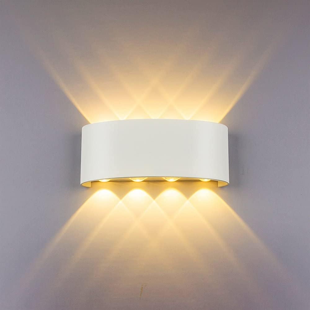Nowoczesna biała lampa ścienna LED 8W, oświetlenie pośrednie, wodoodporny aluminiowy reflektor LED, lampka nocna do salonu, sypialni, korytarza, łazi