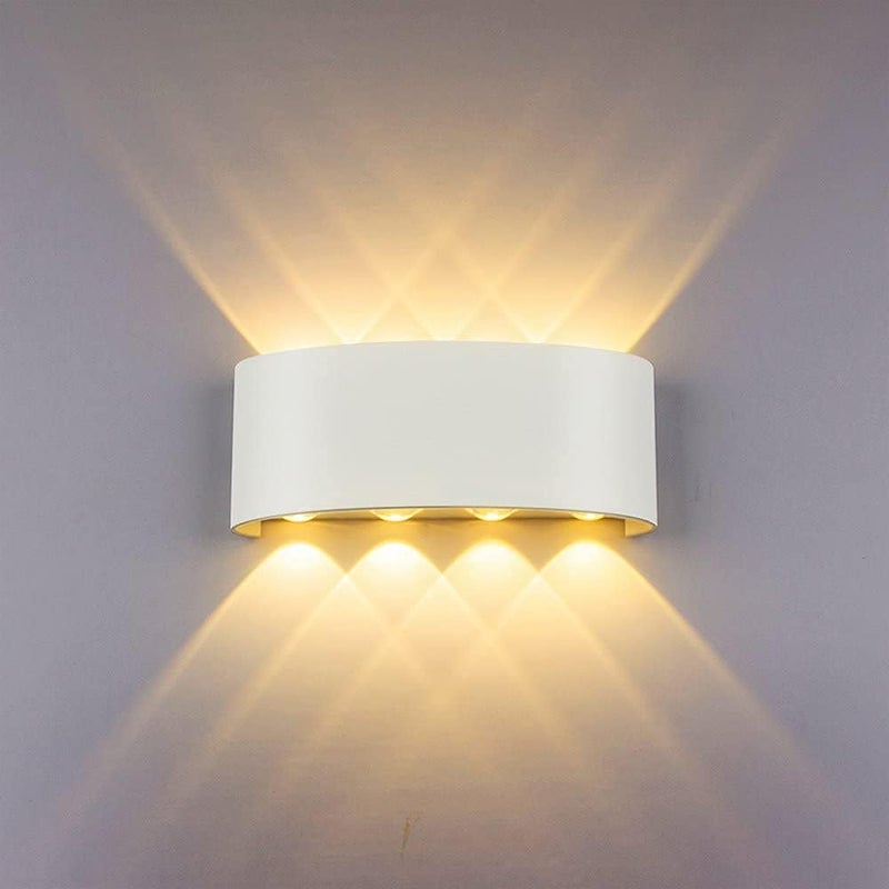 Nowoczesna biała lampa ścienna LED 8W, oświetlenie pośrednie, wodoodporny aluminiowy reftor LED, lampka nocna do salonu, sypialni, korytarza, łazi