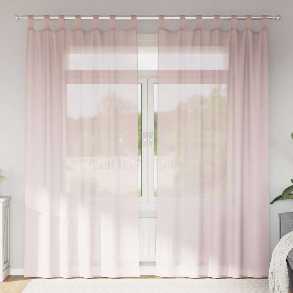 Zasłony woalowe z pętelkami 2 szt. Jasnoróżowe 140x245 cm vidaXL
