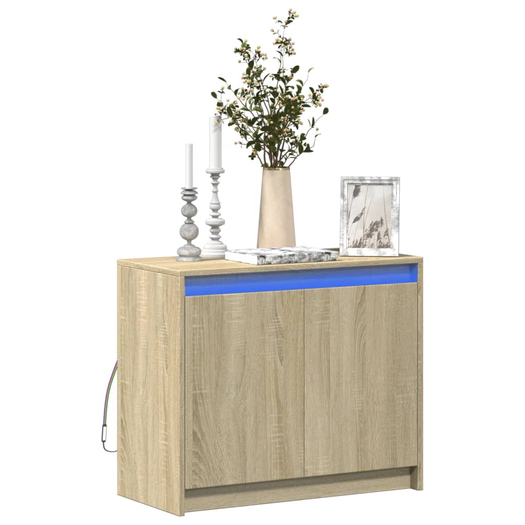 Credenza con illuminazione a LED in legno ingegnerizzato rovere Sonoma, 72x34x61 cm - COMFORTXL | Leroy Merlin