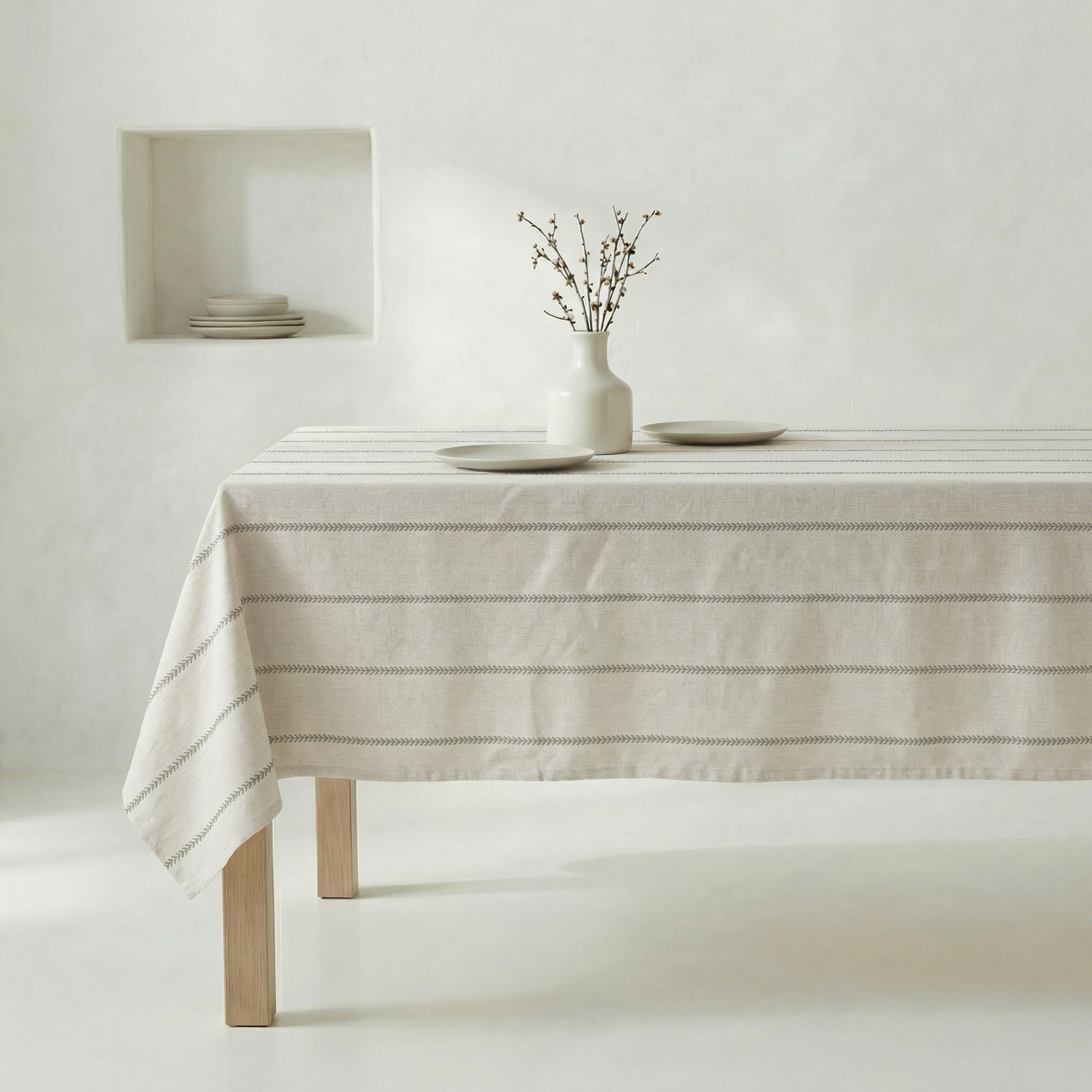 Mantel impermeable tacto tela Ian Beige y marrón - 240x140 cm - 2