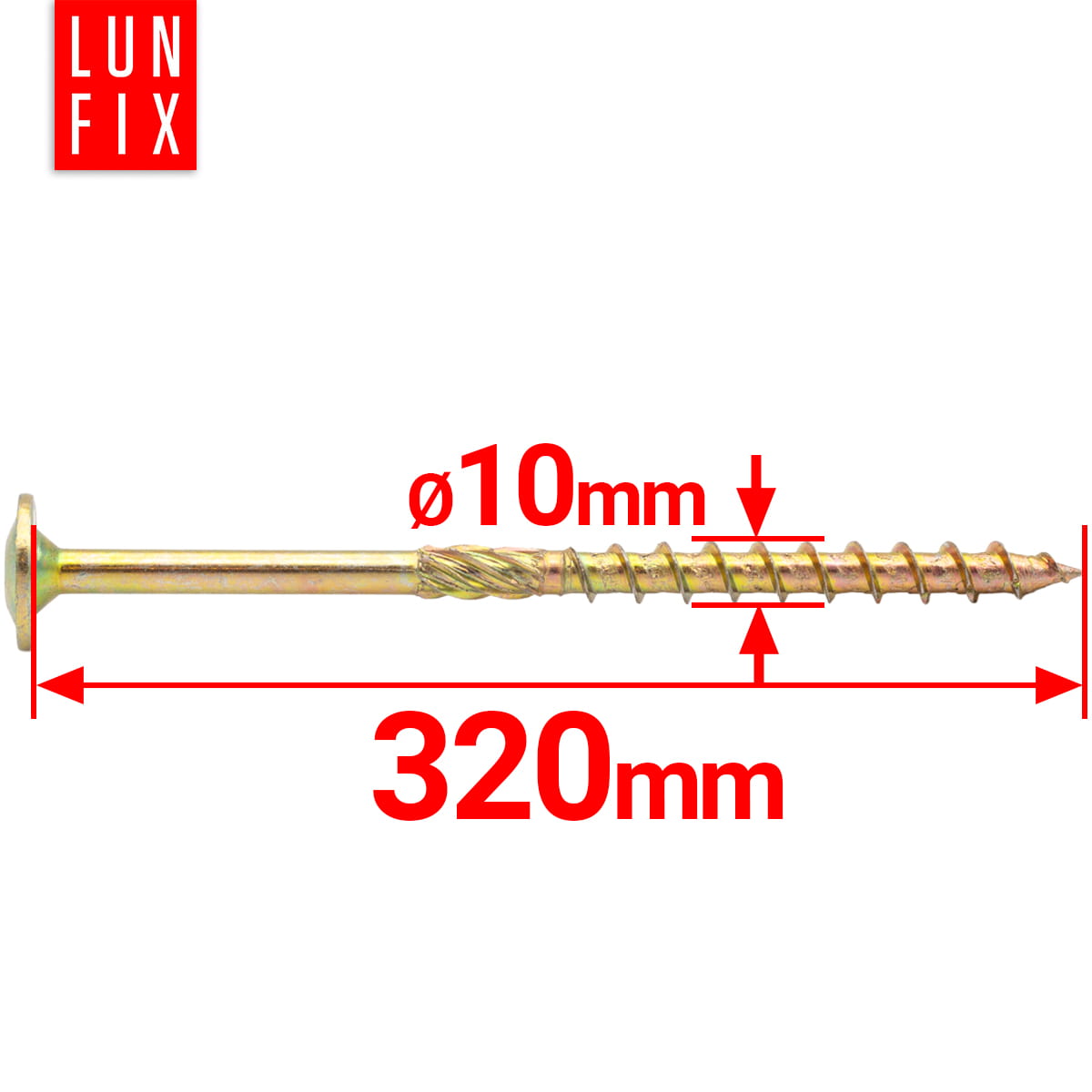 Wkręty ciesielskie z łbem talerzowym 10x320mm 1szt. - 2