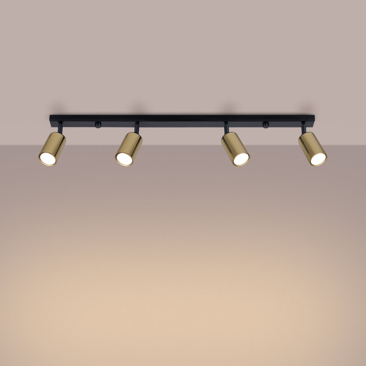 Plafon GLOIS 4L czarny/złoty LED 3000K - 82x6x18.5cm Sollux