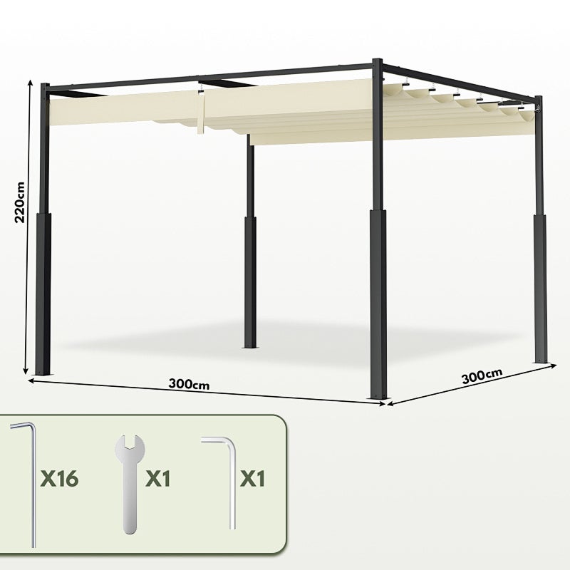 Pérgola metálica 300 x 300 x 220 cm Beige - 2