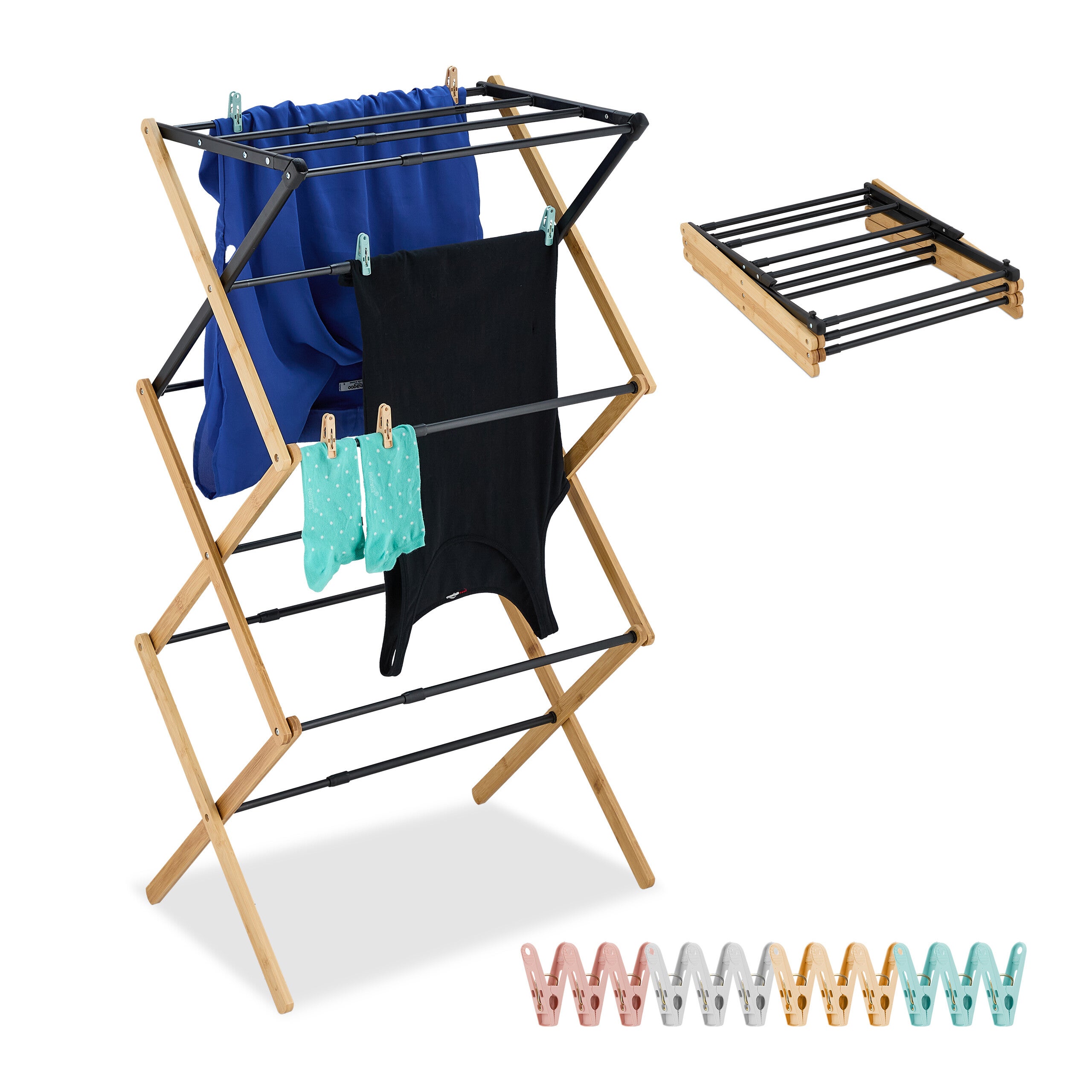 Séchoir à Linge Mural Pliable 5 Barres – 80 Cm – Noir