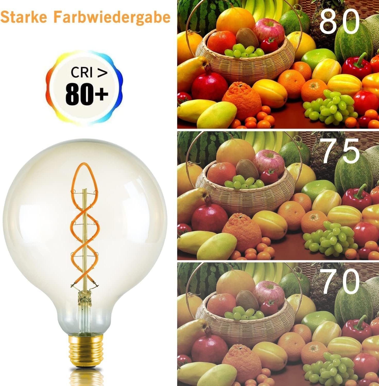 NETTLIFE Vintage żarówka LED E27: retro żarówka Edison G125 duża dekoracyjna lampa kula 4W ciepły biały żarnik nostalgiczna oszczędność oświetlenia - 4