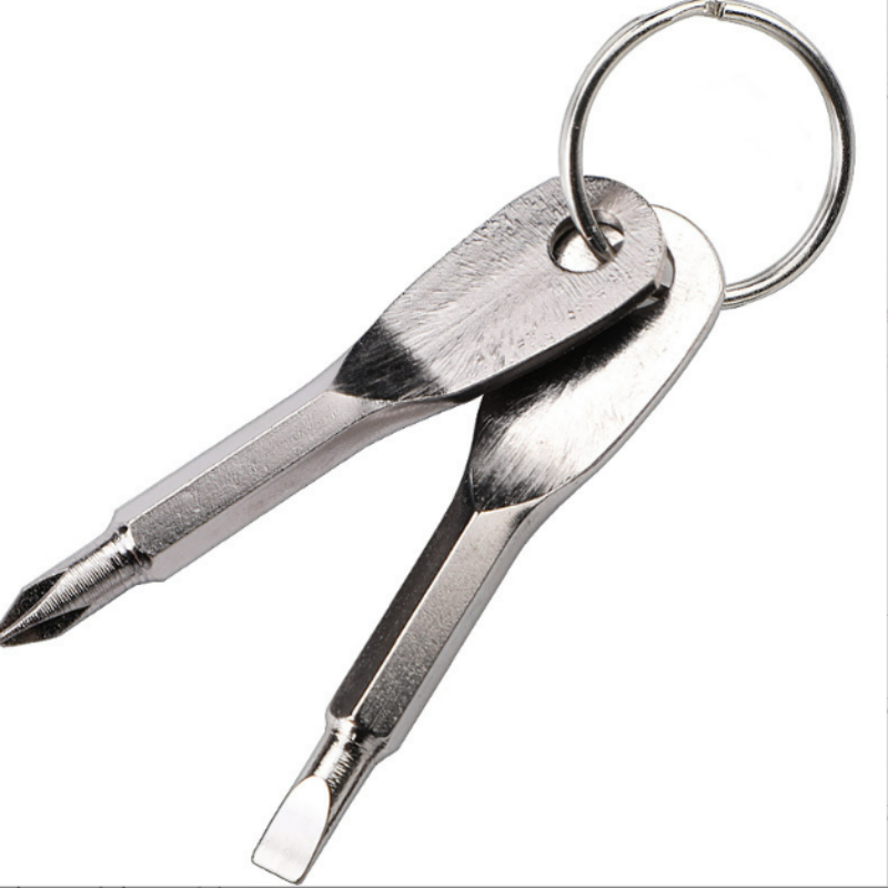 Oulensy 1 Set Forme Mini Clé Multifonction Tournevis en Acier Inoxydable De Poche Porte-clés Slotted Tournevis Repair Tool