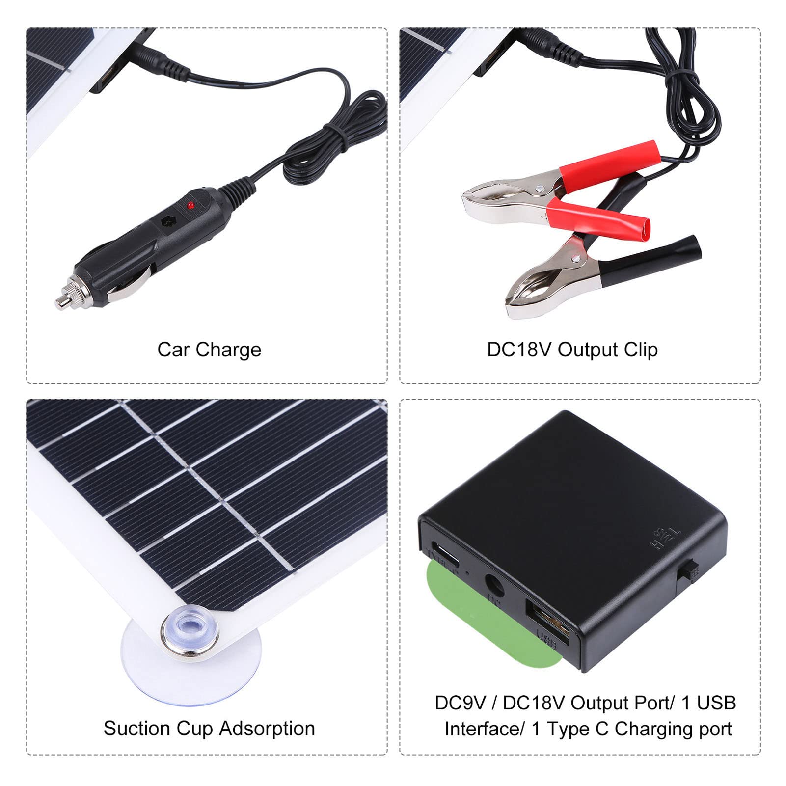 Panneau solaire portable, kit de panneau solaire 200 W 12 V en silicium monocristallin - 5