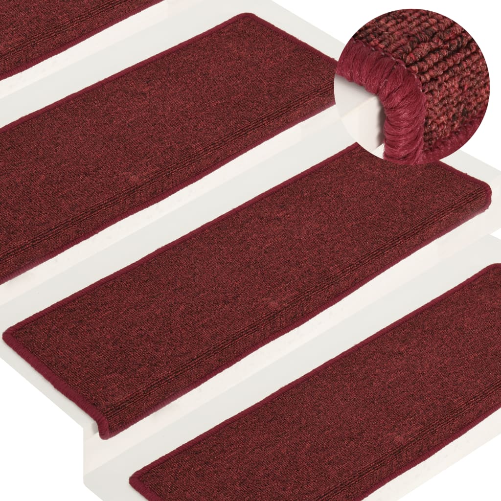 Maison exclusive - alfombras de peldaños de escalera 15 uds rojo mate 65x21x4 cm