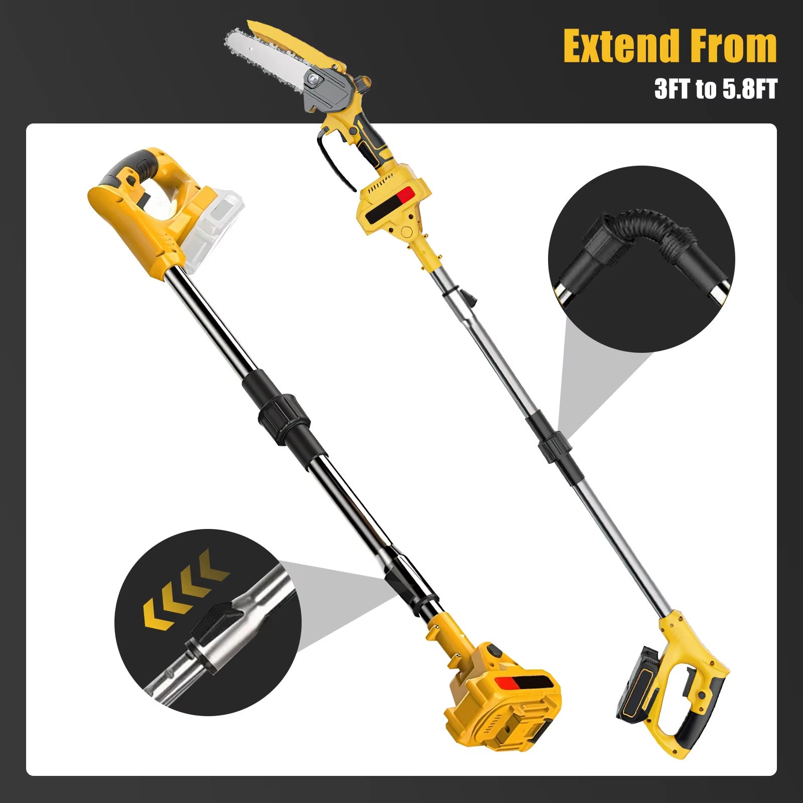 QWINERN Élagueuse électrique 21 V, sécateur de jardin, tronçonneuse sans fil, 2 batteries, idéale pour l'élagage des arbres de jardin. - 3