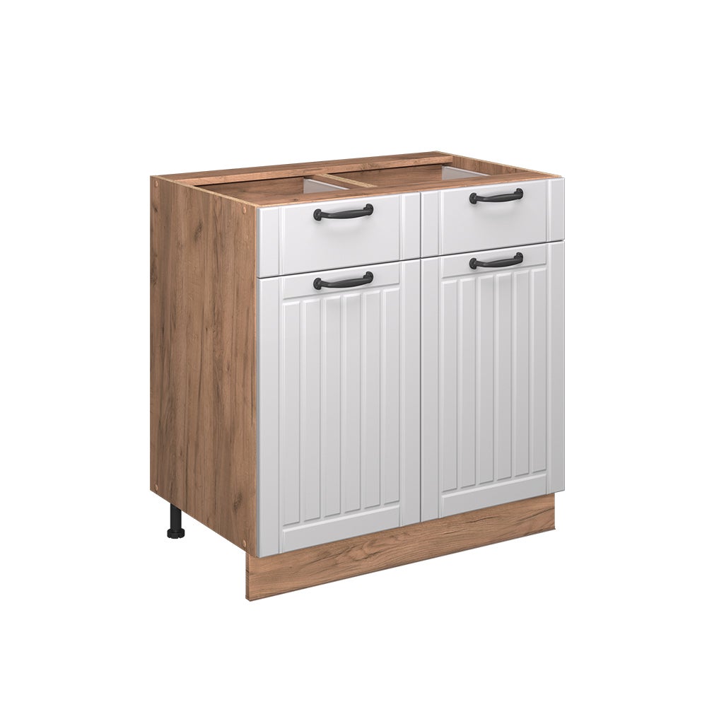 Vicco Meuble cuisine Fame-Line, Blanc Haute brillance, 60cm avec tiroir, PT Anthracite | Leroy Merlin