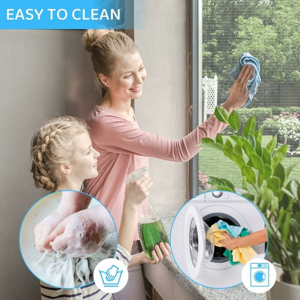 Mosquitera para ventana de 300x120cm, enrollable ajustable, malla de fibra de vidrio blanca ignífuga y duradera, protección contra insectos y moscas. - 5