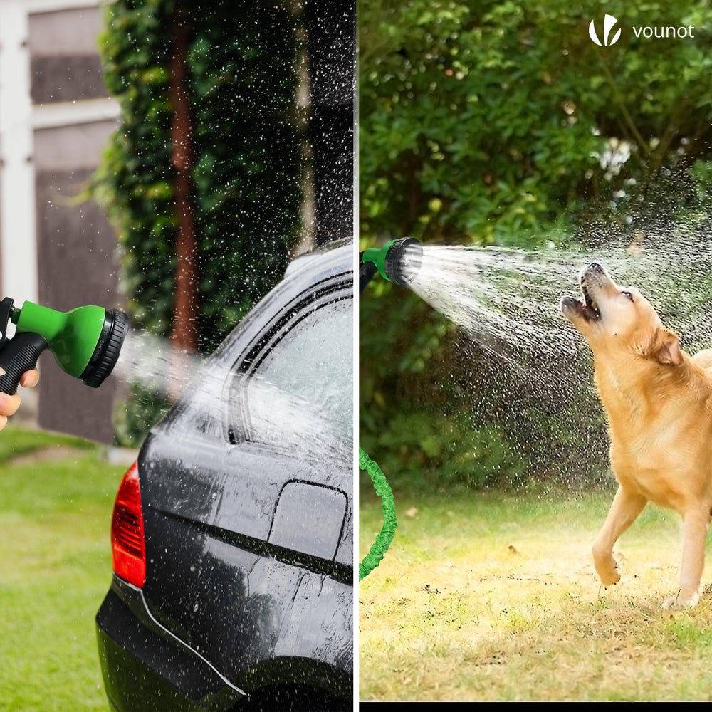 Tuyau d'arrosage extensible 30m vert - 10 modes de pulvérisation - raccord et sac de rangement inclus - flexible, anti-fuite - VOUNOT® - 7