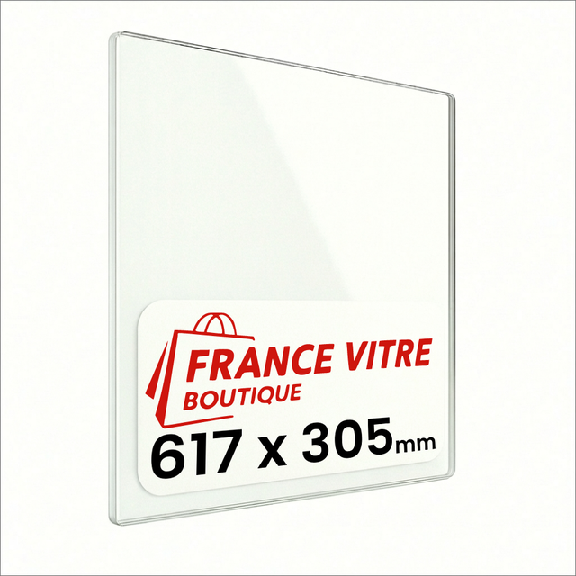 617 x 305 x 4 mm - Vitre de cheminée pour insert et poêle à bois - verre de rechange - France Vitre - jusqu'à 800°C - 305x617 mm