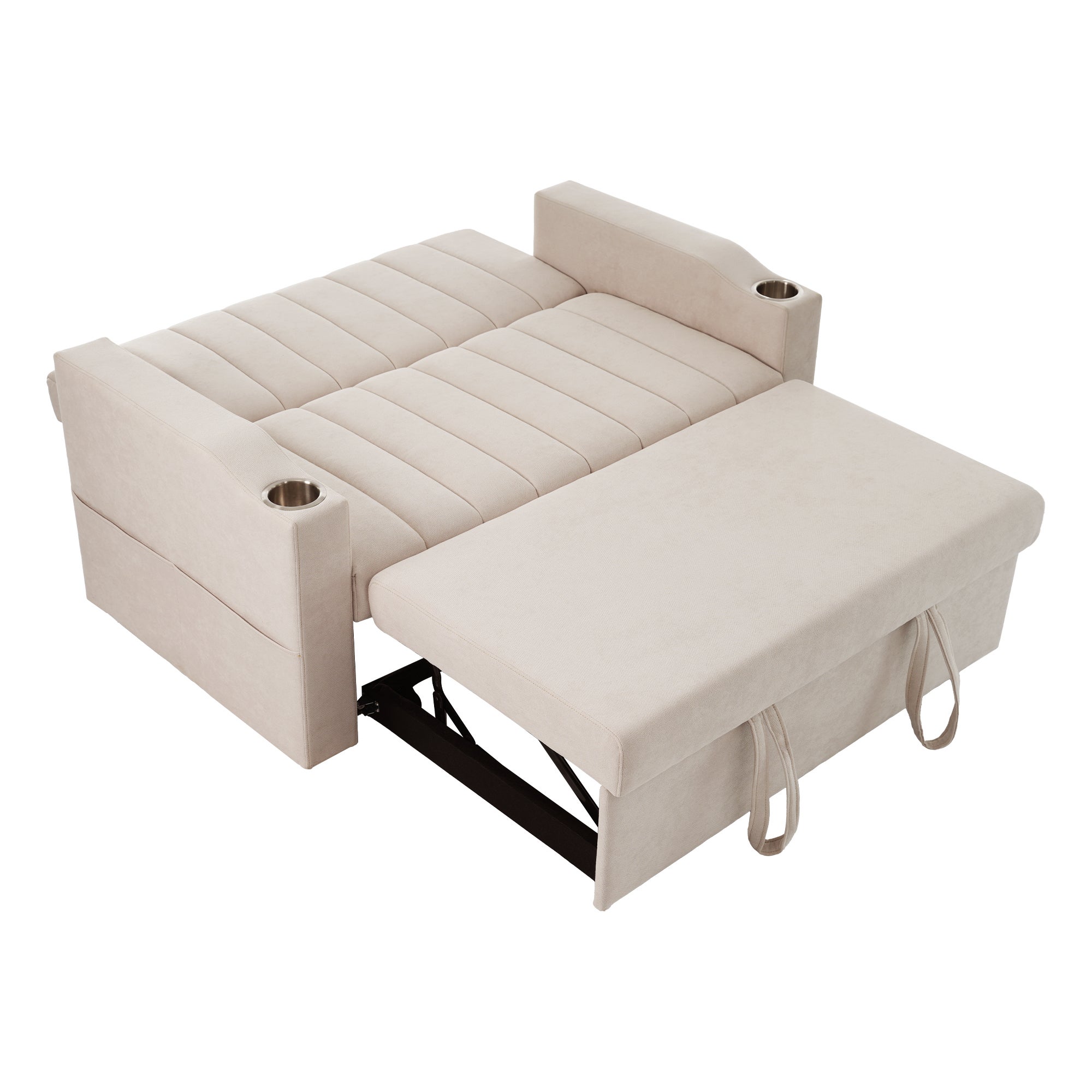 Nowoczesna 2-osobowa sofa z uchwytami na kubki i poduszkami - szara - 8