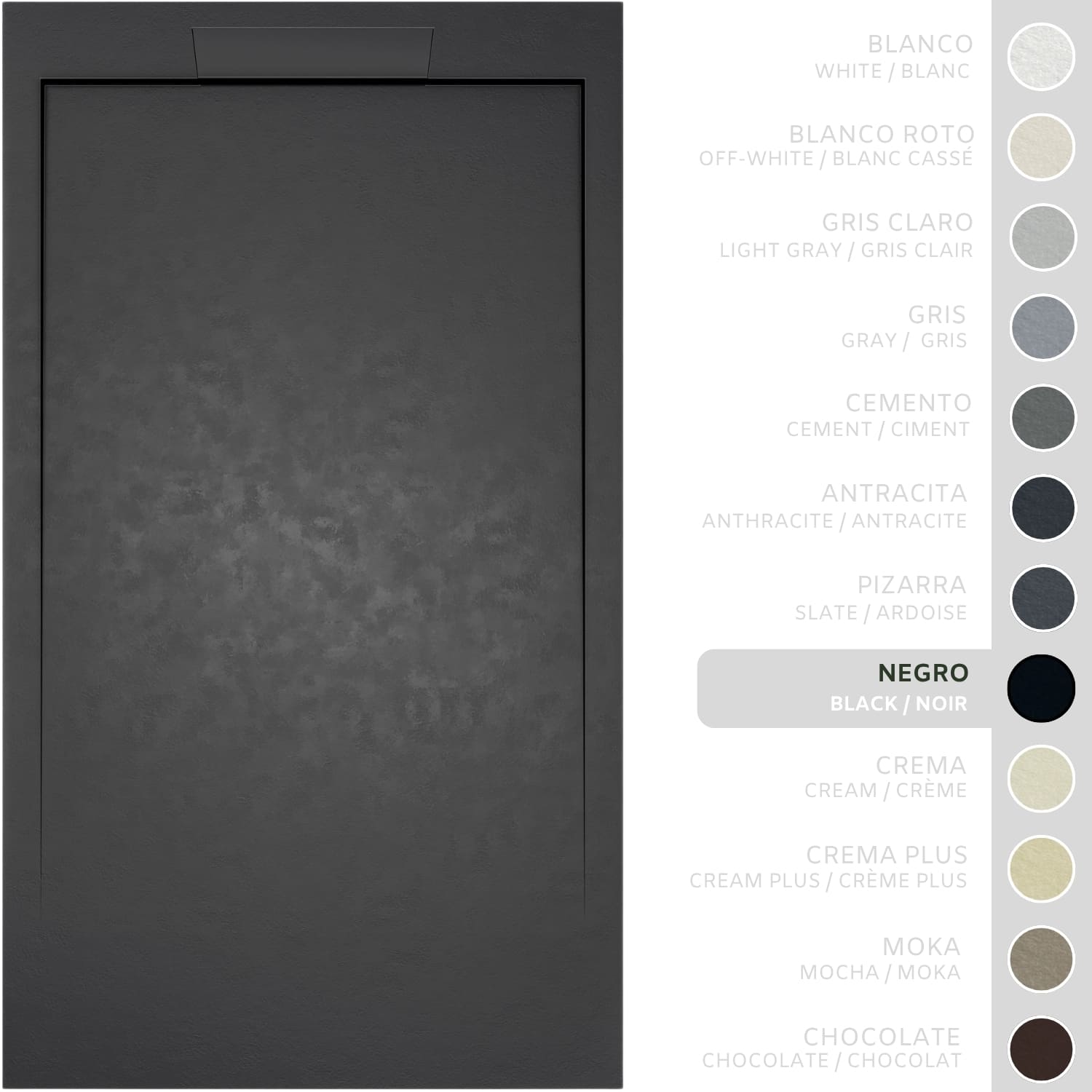 SOULHOME Brodzik prysznicowy– Żywica– Gel Coat– Gładka/Kamienna tekstura – Antypoślizgowy – czarny- 160x80- Niski 3cm– Elegancki SAME