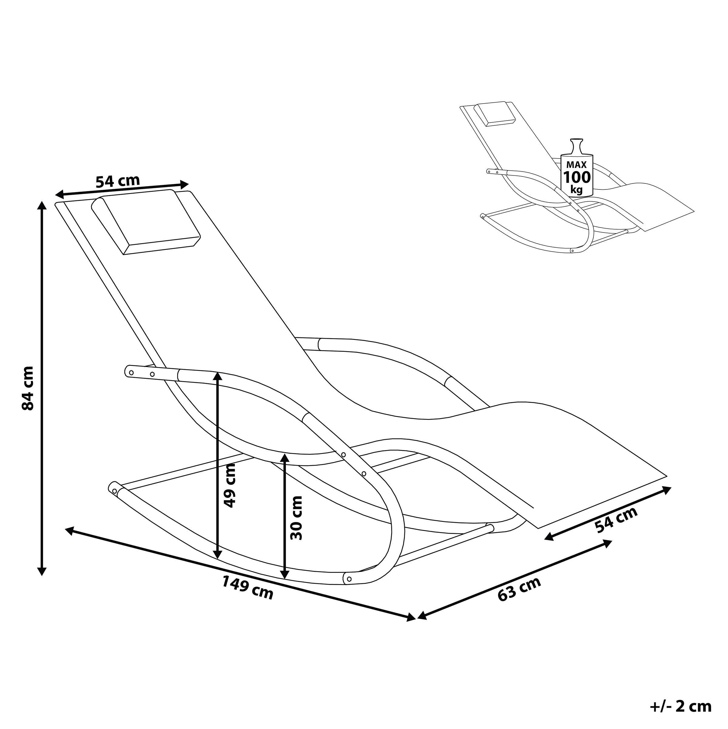 Lettino Prendisole a Dondolo CARANO Metallo Nero - 3