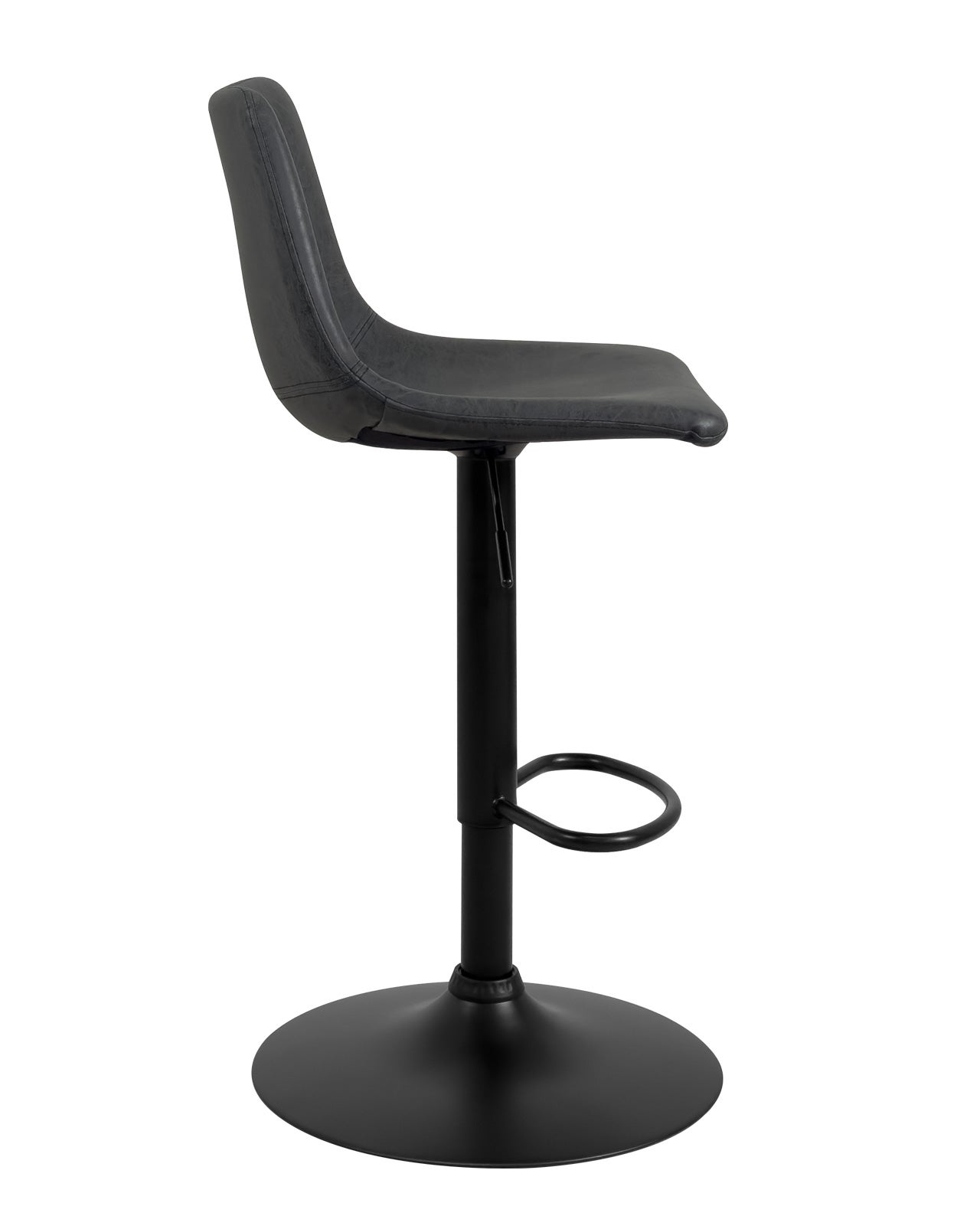 Juego de 2 taburetes de bar industriales, asiento acolchado con respaldo, cuero sintético efecto vintage, giratorio, altura ajustable HELIO (negro) - 3