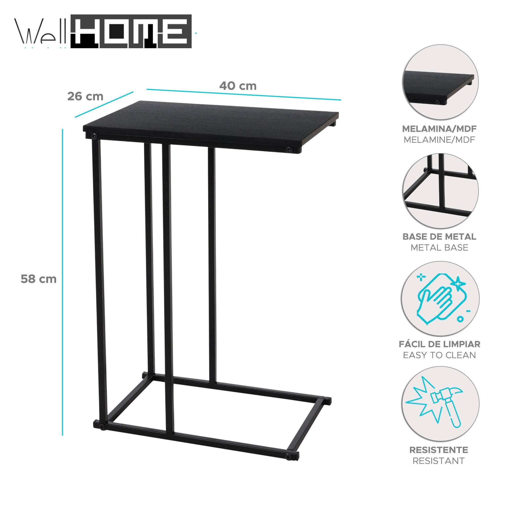 Mesa Auxiliar De Metal Con Bandeja - Mesas Camarera Online