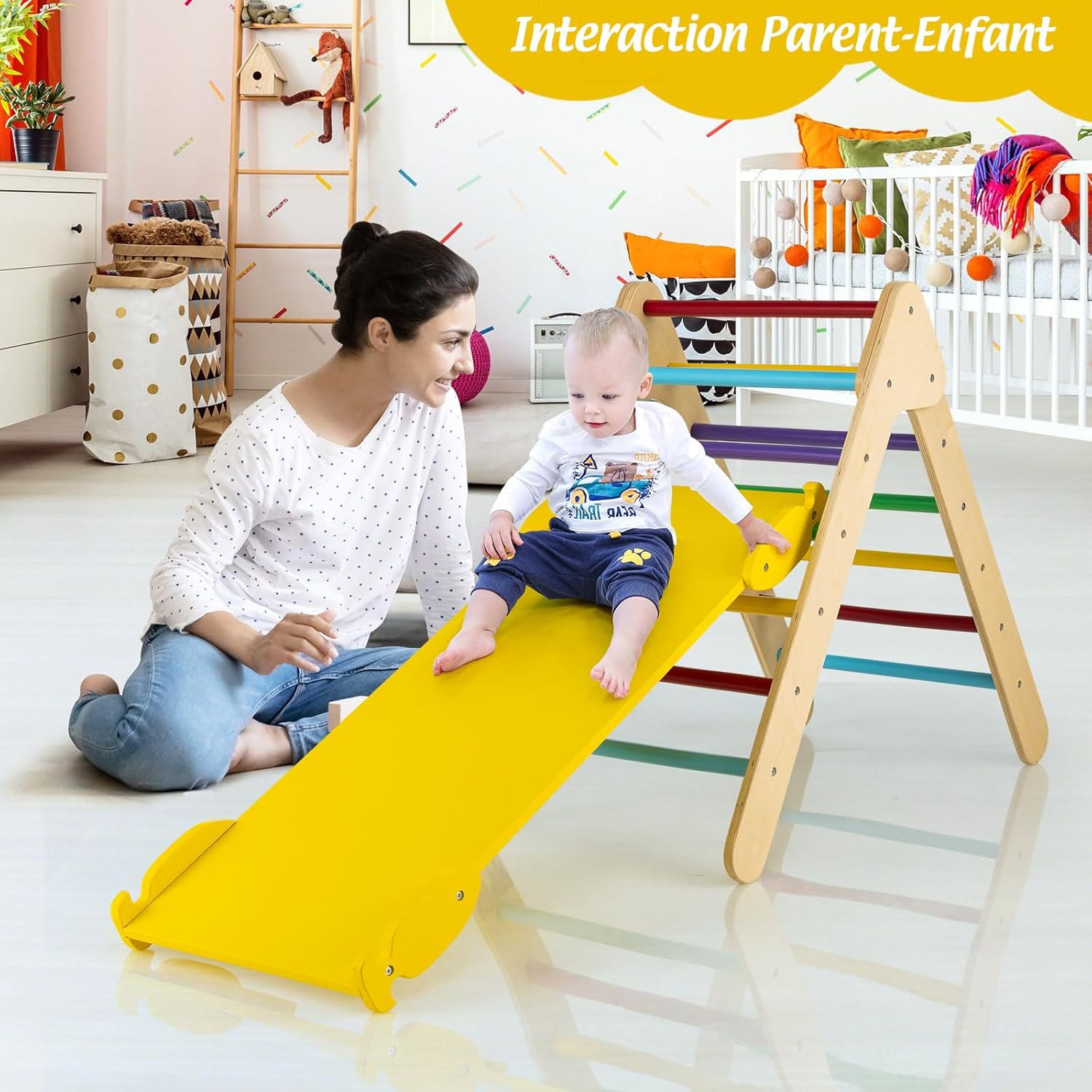 Montessori Rampa Tobogan Infantil Triángulo De Escalada De Madera