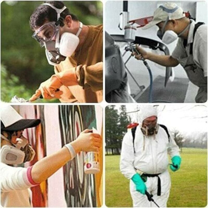 Masque Protection 7 In 1,Avec Filtre Anti Poussière,Masque A Gaz Respiratoire Avec Filtre Pour Pulvérisation,Peinture,Travaux, Produits Chimiques - 2