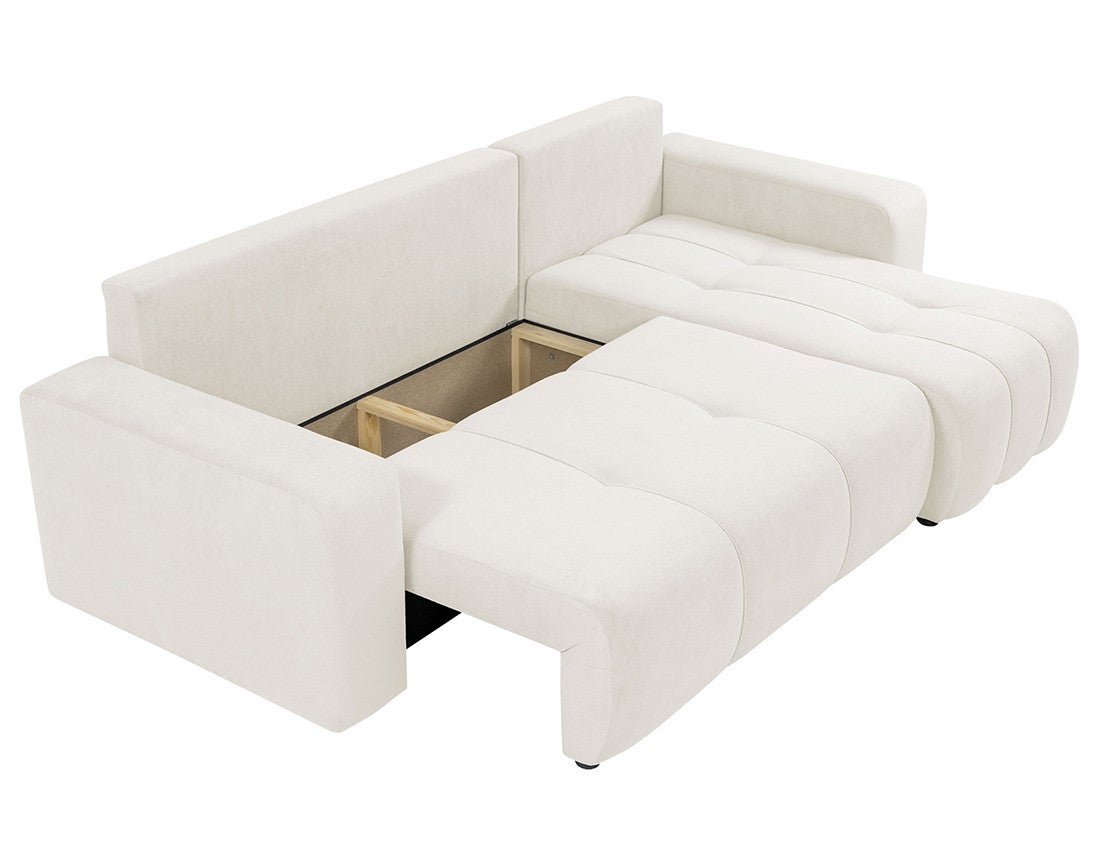 Canapé d'angle convertible 4 places en tissu beige - NICOLE - Best Mobilier - 3