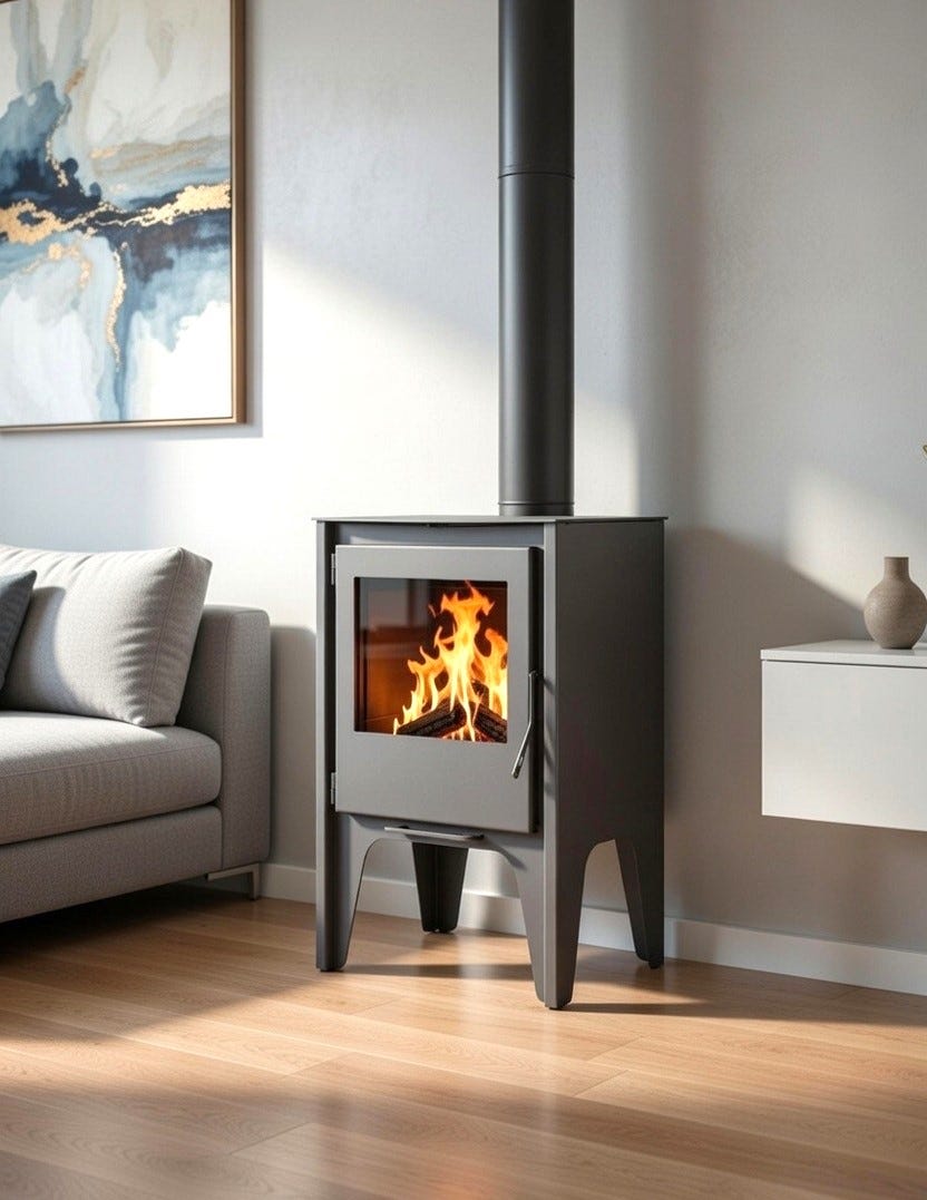 Estufa de leña Contemporanea Juan Panadero FRANKFURT 7'4 kw / Salida 150 mm / Eco Design