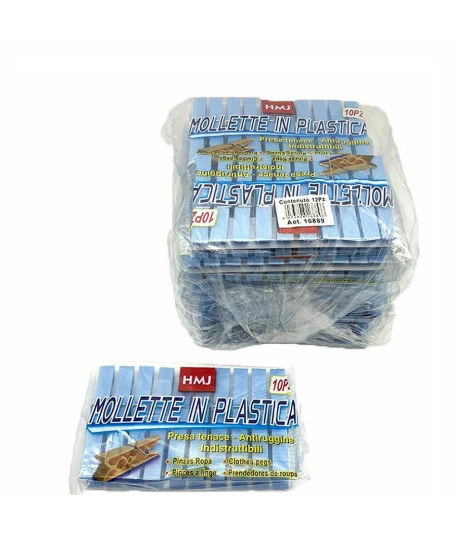 Trade Shop - Set 120 Pezzi Mollette Pinze Bucato Panni Plastica Extraforte Azzurre Biancheria - - 2