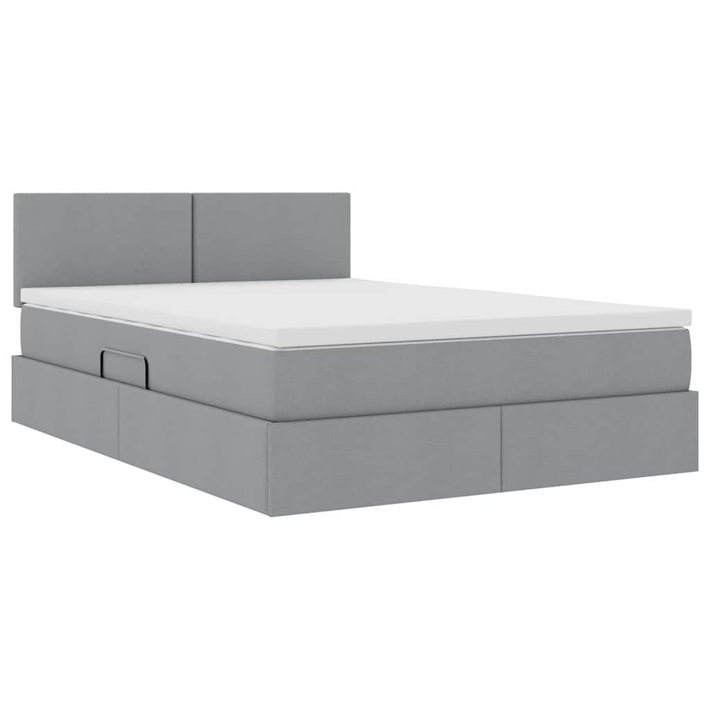 Lit avec rangement et matelas gris clair 140 x 190 cm velours - 5