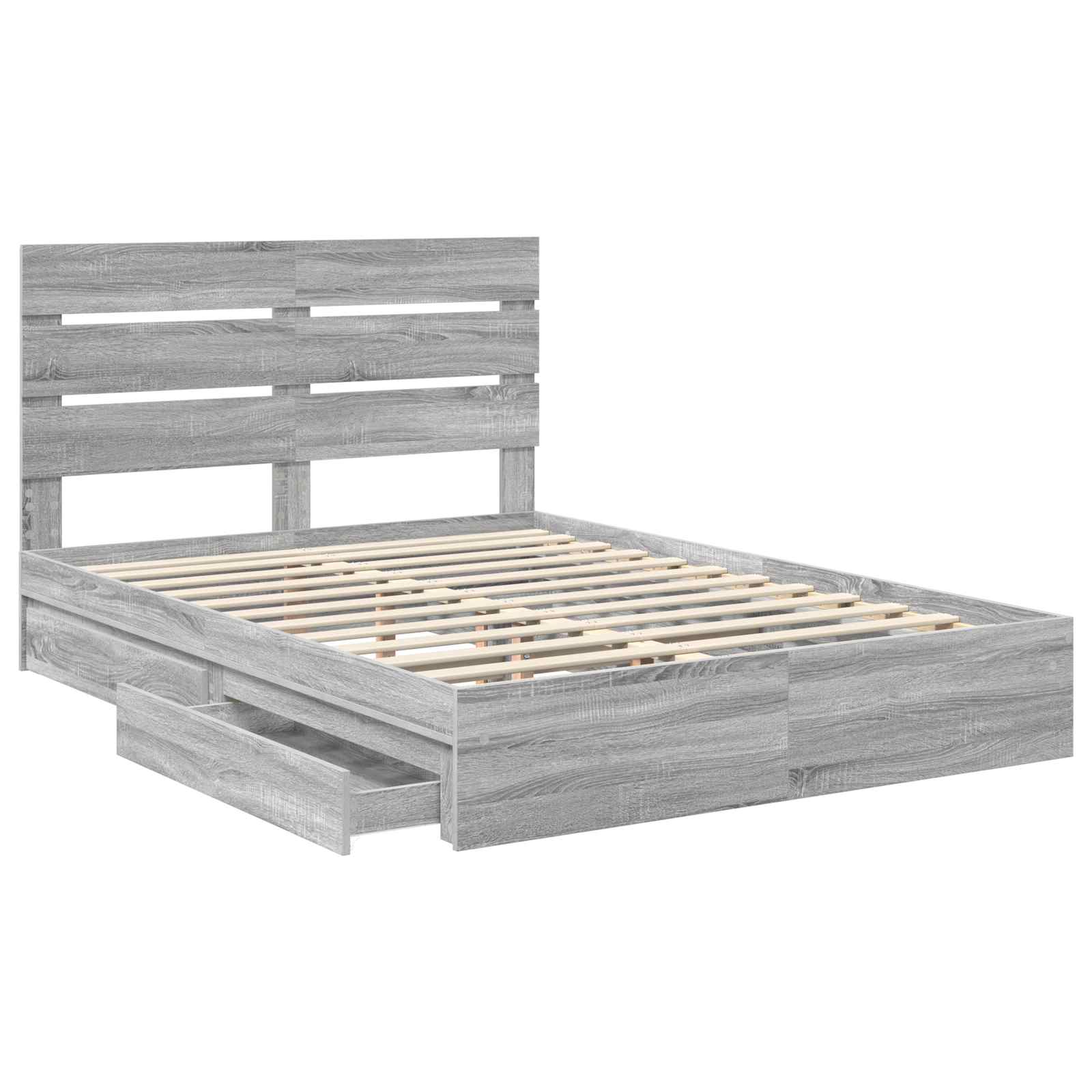 Lit de rangement gris 140 x 200 cm en panneau de bois - 5