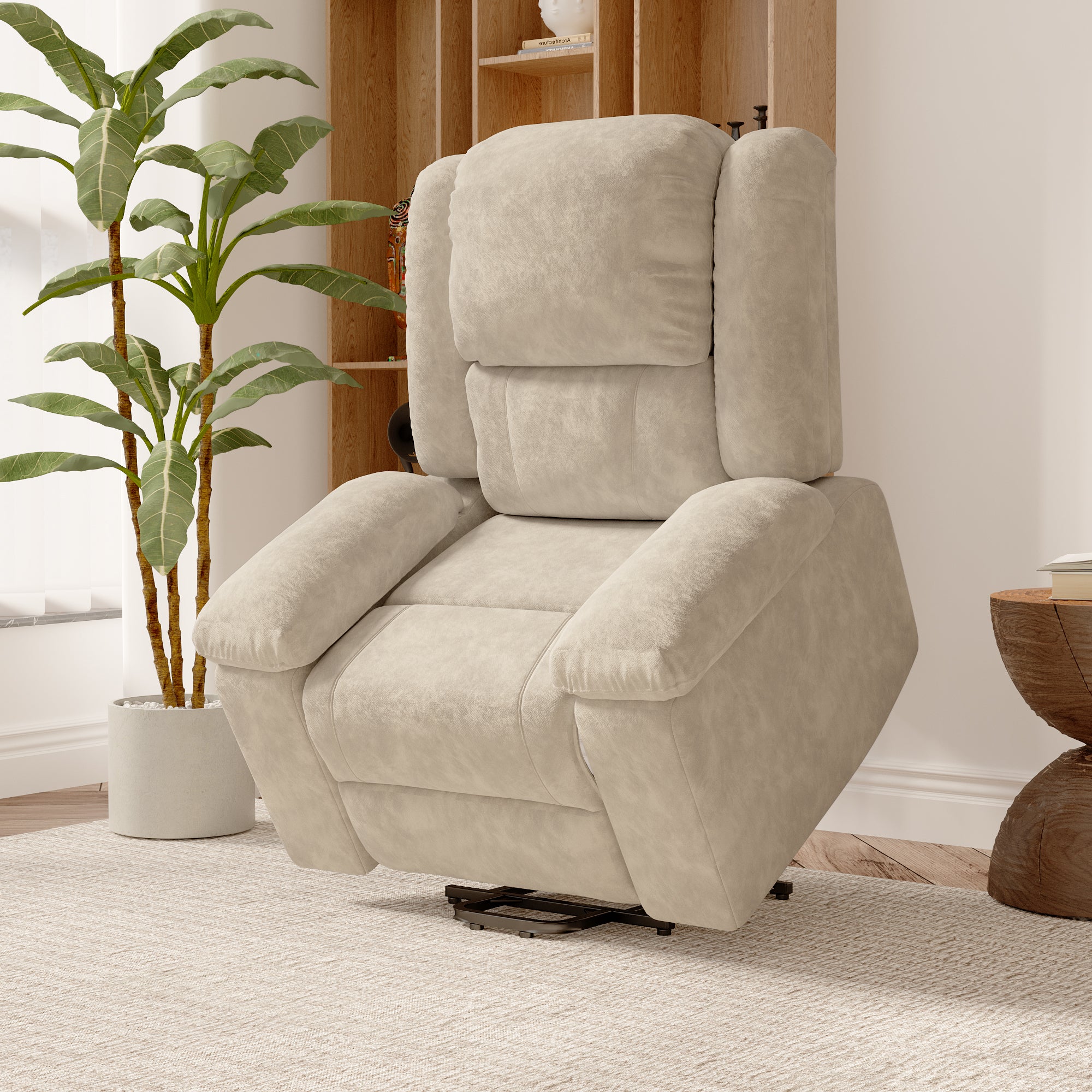 Fauteuil releveur électrique,fauteuil massant relaxation avec fonction massage et chaleur,aide à la verticalisation,chauffage,repose-pieds,port usb - 7