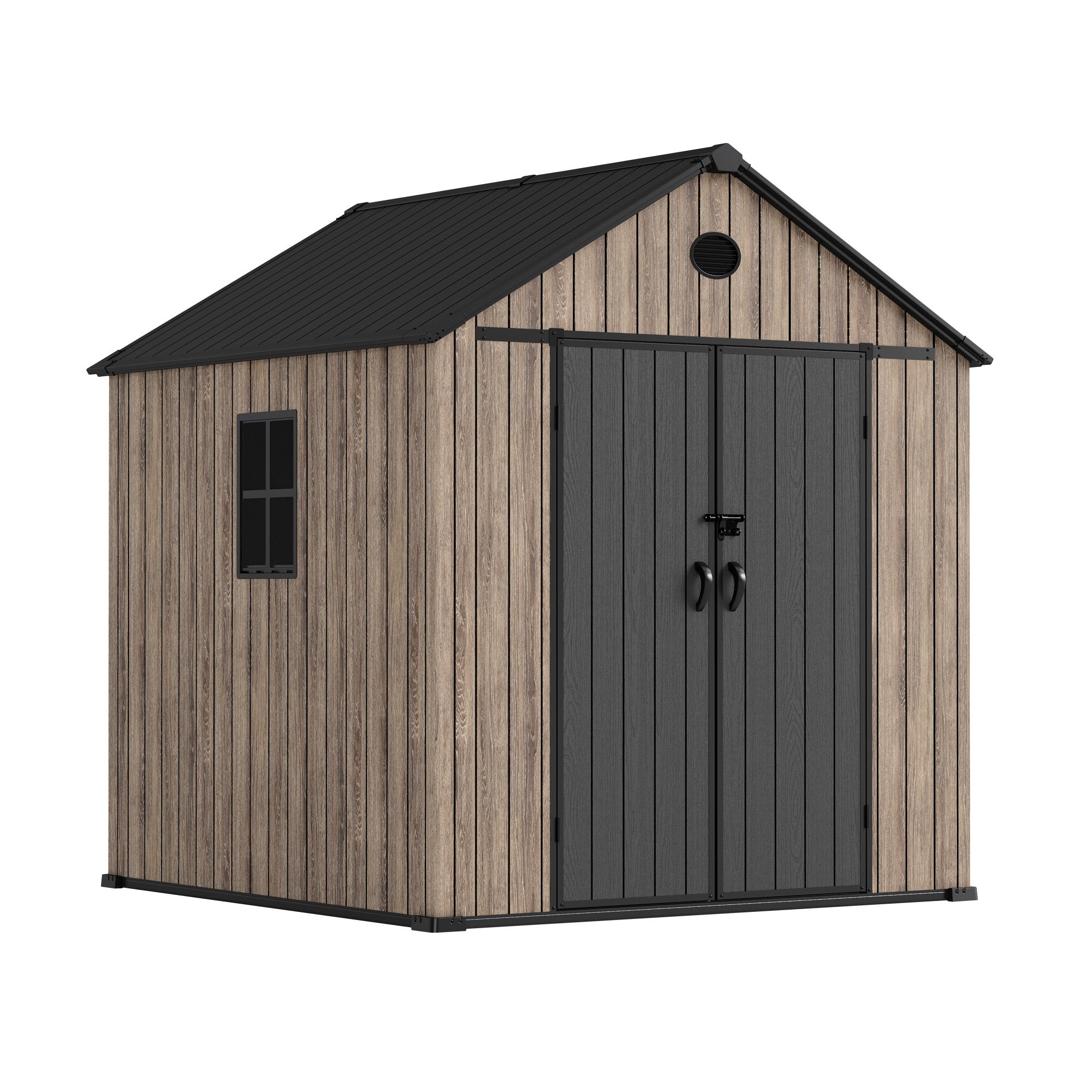 Abri de jardin en résine 5,02 m² Oak O50 – Plancher inclus – Fenêtre latérale – Effet bois premium – Double porte large - 2