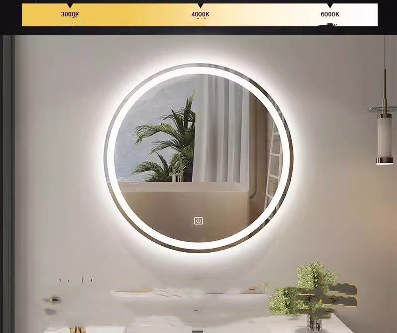 Miroir Mural Lumineux LED de Salle de Bain Rond Simple, étanche 3 Couleurs Lumière avec Interrupteur Tactile 40×40CM - 5