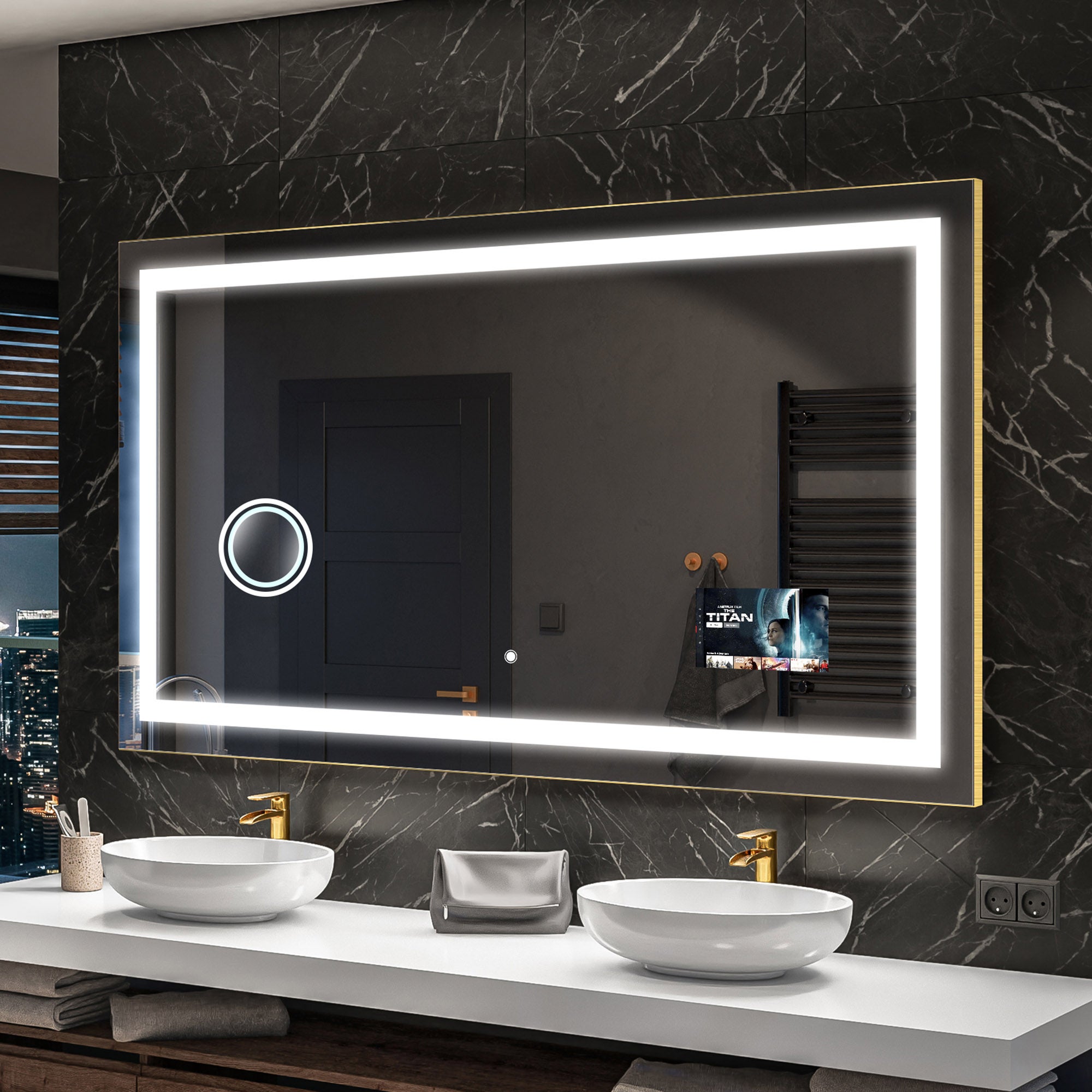 Dripex Miroir Maquillage Rond Avec Lumière LED, Miroir De Vanité