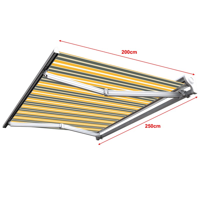 Store banne motorisé et manuel 2,5 x 2 m Demi coffre pour terrasse - Gris jaune - 3