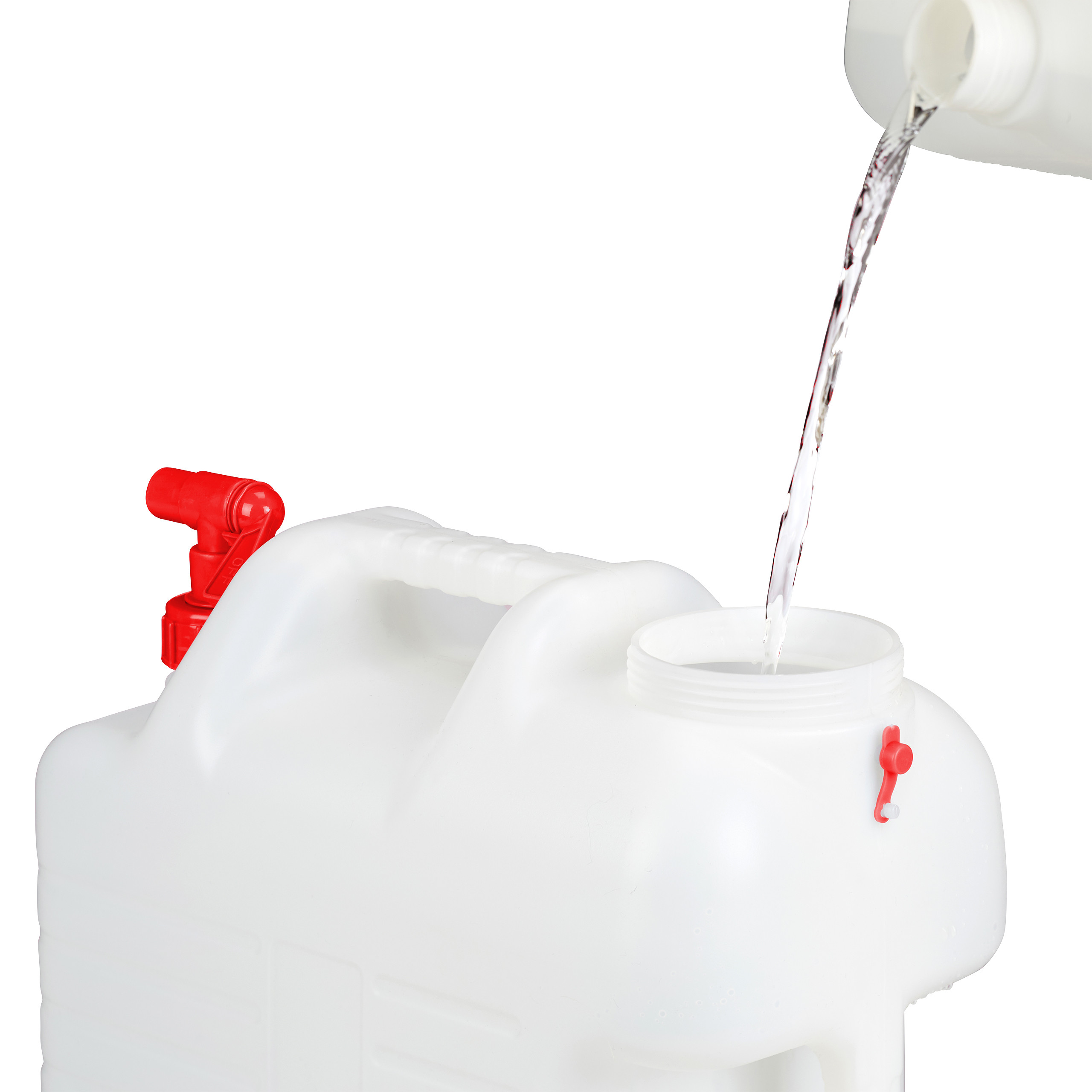 Jerricane d’eau avec robinet, couvercle à visser, bidon à eau de camping, 20 L, Sans BPA, blanc-rouge, Relaxdays - 5