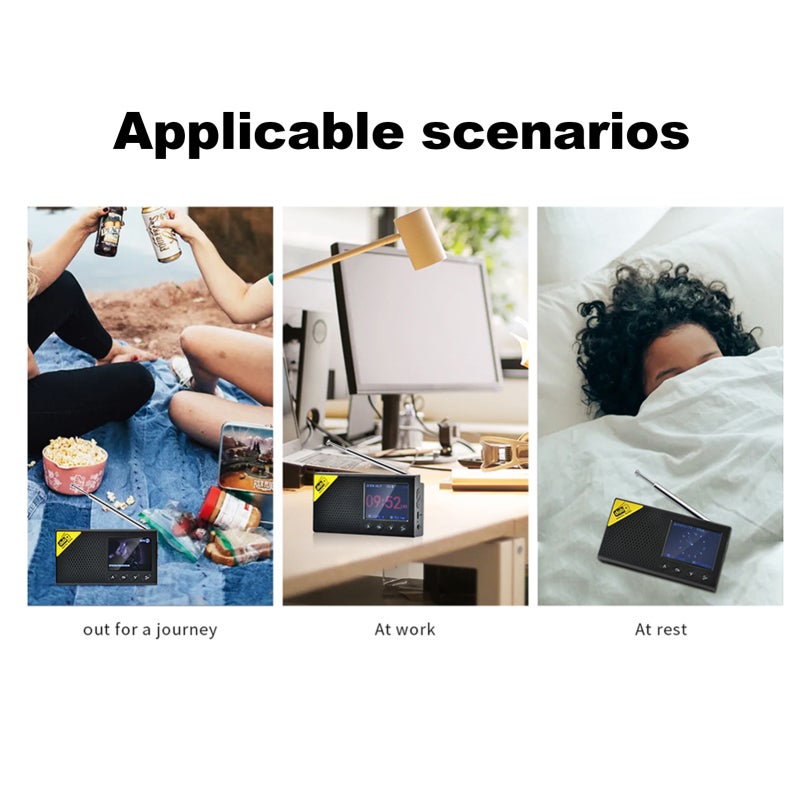 Radio numérique DAB et FM avec Bluetooth, radio numérique portable rechargeable sans fil DAB+FM avec système audio stéréo, écran LCD, multilingue - 6